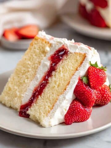 Vanilla Cake with Strawberry Filling and Whipped Cream Frosting Recipe