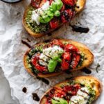 Burrata Bruschetta with Roasted Tomatoes and Pesto Recipe