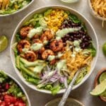 Shrimp Taco Salad with Creamy Cilantro Lime Dressing Recipe