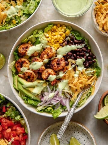 Shrimp Taco Salad with Creamy Cilantro Lime Dressing Recipe