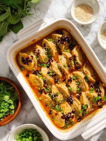 One Pan Dumplings with Spicy Coconut Soy Sauce Recipe