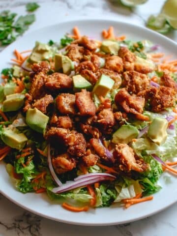 Crispy & Spicy Honey Lime Chicken Avocado Salad Recipe