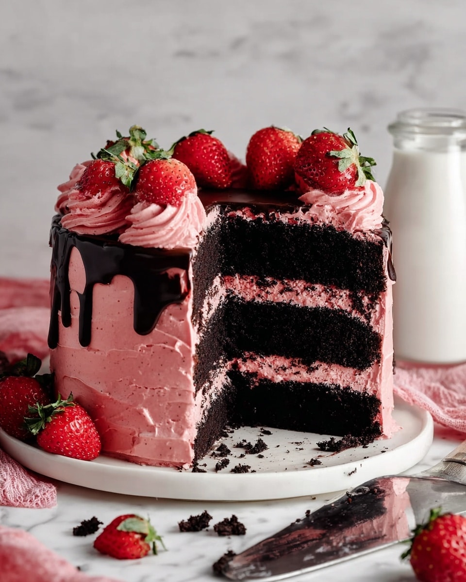 Decadent Strawberry Chocolate Layer Cake – Elegant & Delicious