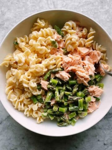 Creamy Salmon and Asparagus Boursin Summer Pasta Recipe