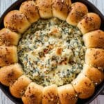 Spinach Artichoke Dip with Cheesy Bread Rolls Recipe