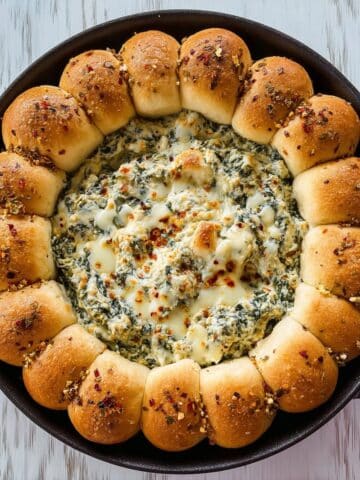 Spinach Artichoke Dip with Cheesy Bread Rolls Recipe