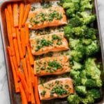 Sheet Pan Salmon Dinner with Broccoli and Carrots Recipe