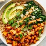 Roasted Sweet Potato and Chickpea Bowls with Tahini Lime Dressing Recipe