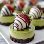 Matcha Mini Cheesecakes with White Chocolate Covered Strawberries Recipe