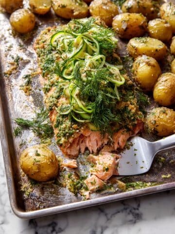 Sheet Pan Dijon Salmon and Sesame Panko Potatoes Recipe