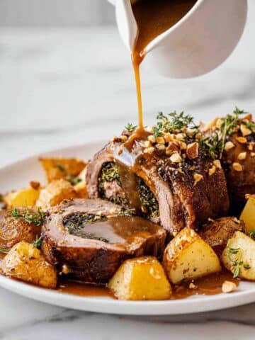 Slow-Roast Easter Stuffed Lamb with Pistachio and Hazelnut Duxelle Recipe