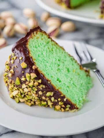 Pistachio Bundt Cake with Chocolate Ganache Recipe