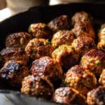 One Skillet Greek Meatballs and Lemon Rice Recipe