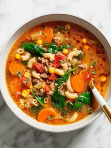 Hearty Macaroni Soup with Ground Beef and Vegetables Recipe