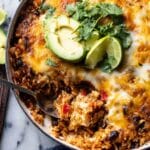 One Skillet Cheesy Cuban Chicken Rice Bake Recipe