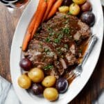 Slow Cooker Balsamic Dijon Pot Roast with Carrots and Potatoes Recipe