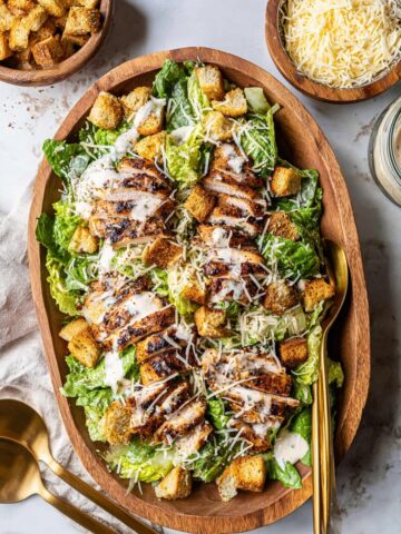 Grilled Chicken Caesar Salad with Focaccia Croutons Recipe