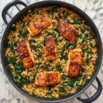 One Skillet Salmon with Lemon Orzo Recipe
