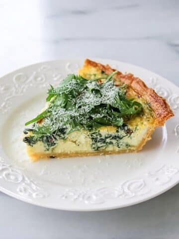 Spring Leek and Spinach Quiche with Goat Cheese and Arugula Salad Recipe