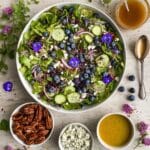 Blueberry Arugula Herb Salad with Candied Pecans and Honey Mustard Lemon Dressing Recipe