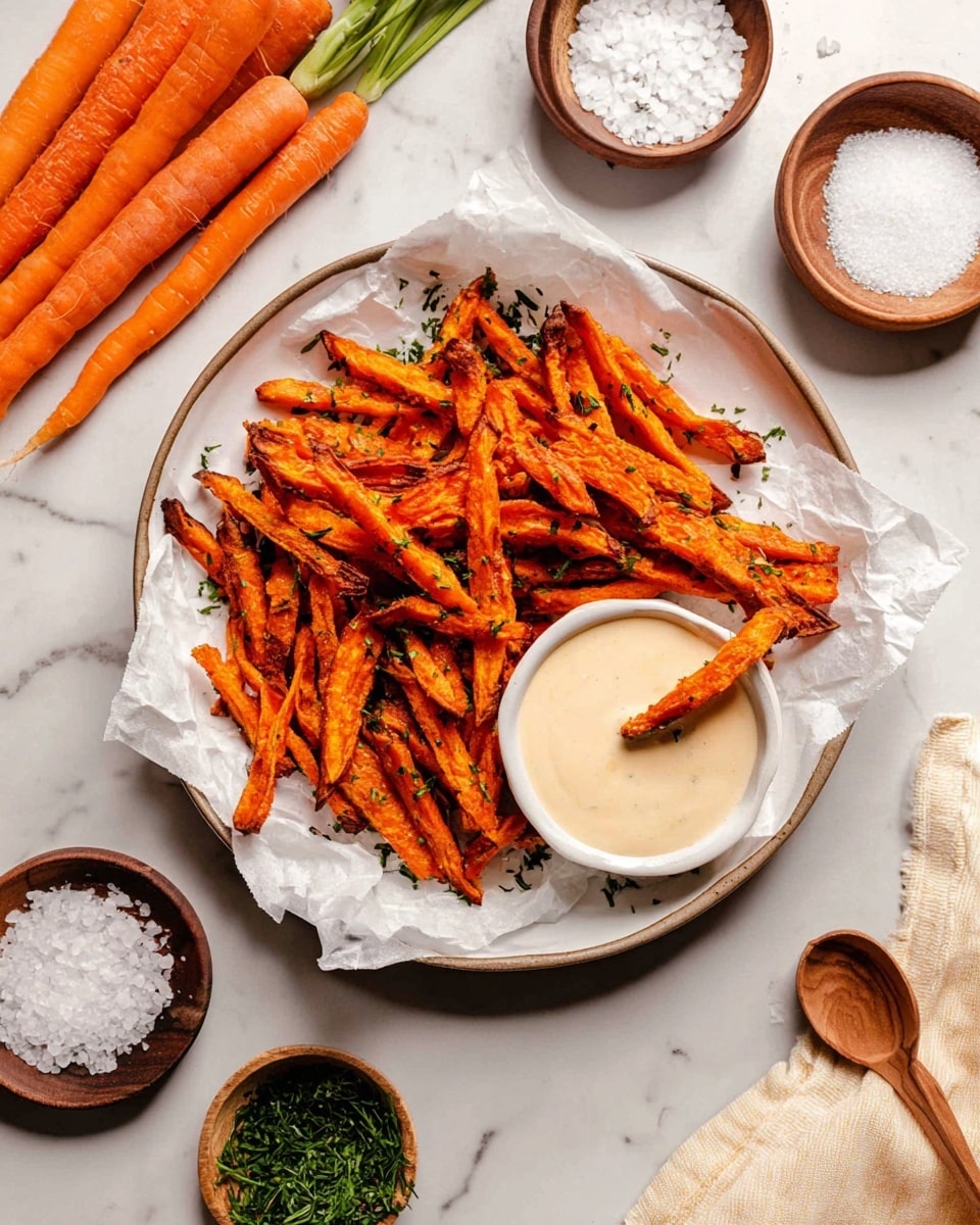 Crispy Oven and Air Fryer Carrot Fries with Sriracha Mayo