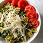 Spinach Pesto Pasta Salad with Peas and Pine Nuts Recipe