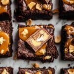 Snickers Brownies with Caramel and Peanuts Recipe