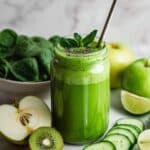 Detox Green Smoothie with Apple, Kiwi, Spinach, and Ginger Recipe