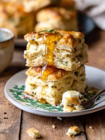 Layered Jalapeño Cheddar Biscuits with Salted Honey Butter Recipe