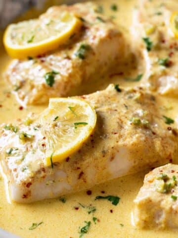 Baked Fish with Lemon Cream Sauce Recipe
