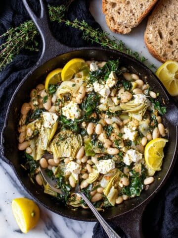 Creamy White Bean and Artichoke Skillet with Goat Cheese Recipe
