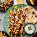 Greek Chicken Skewers with Feta Fries Recipe
