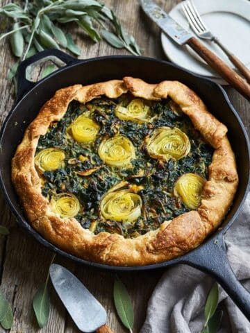 Savory Vegetable Kale and Leek Galette with Mascarpone and Gruyère Recipe