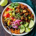 Chipotle Chicken Burrito Bowl with Lime and Fajita Veggies Recipe