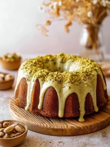 Pistachio Bundt Cake with White Chocolate Ganache Recipe