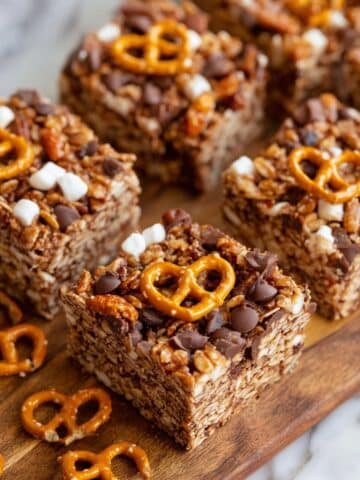 Loaded Rice Krispie Treats with Potato Chips, Pretzels, and Nuts Recipe