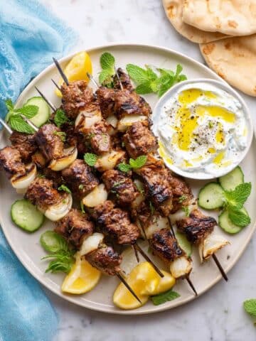 Grilled Lamb Kabobs with Cucumber Yogurt Sauce Recipe
