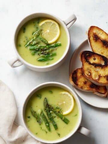 Vegan Asparagus Soup with Roasted Asparagus and Lemon Recipe