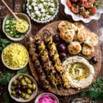 Summer Mezze Platter with Yogurt-Marinated Lamb Skewers Recipe