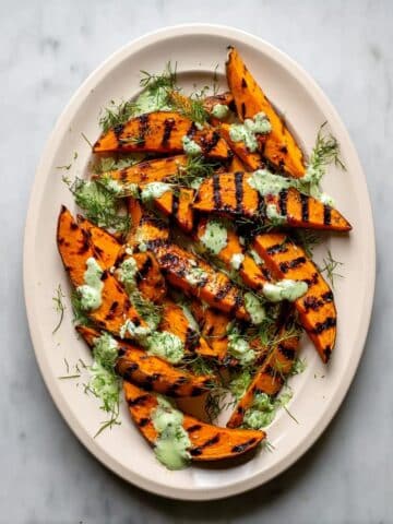 Grilled Sweet Potatoes with Herb Yogurt Dressing Recipe