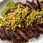 Coffee Crusted Strip Steak with Herbed Corn Salsa Recipe