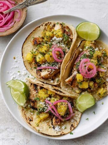 Grilled Chili Lime Chicken Tacos with Pineapple Avocado Salsa Recipe