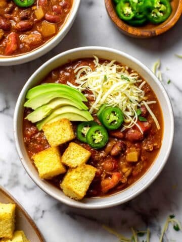 Pumpkin Chili with Cornbread Croutons Recipe