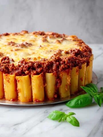Baked Rigatoni with Savory Meat Sauce and Cheesy Bechamel Recipe