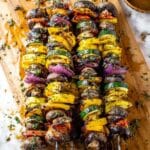 Grilled Veggie Skewers with Smoky Green Chile Vinaigrette Recipe