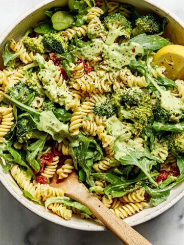 Veggie-Loaded Vegan Pasta with Basil Cashew Cream Recipe