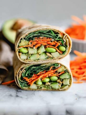 Veggie Wrap with Hummus, Edamame, and Fresh Vegetables Recipe