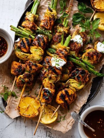 Lemon Chicken Skewers with Creamy Feta Sauce Recipe