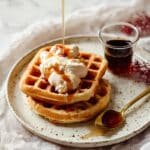 Crispy Belgian Waffles with Whipped Eggnog Butter and Fruit Recipe
