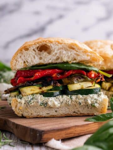 Grilled Vegetable Sandwich with Herbed Sunflower Ricotta Recipe